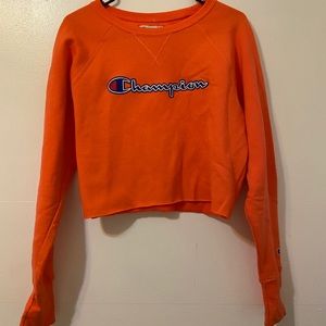 Orange Cropped crew neck sweatshirt